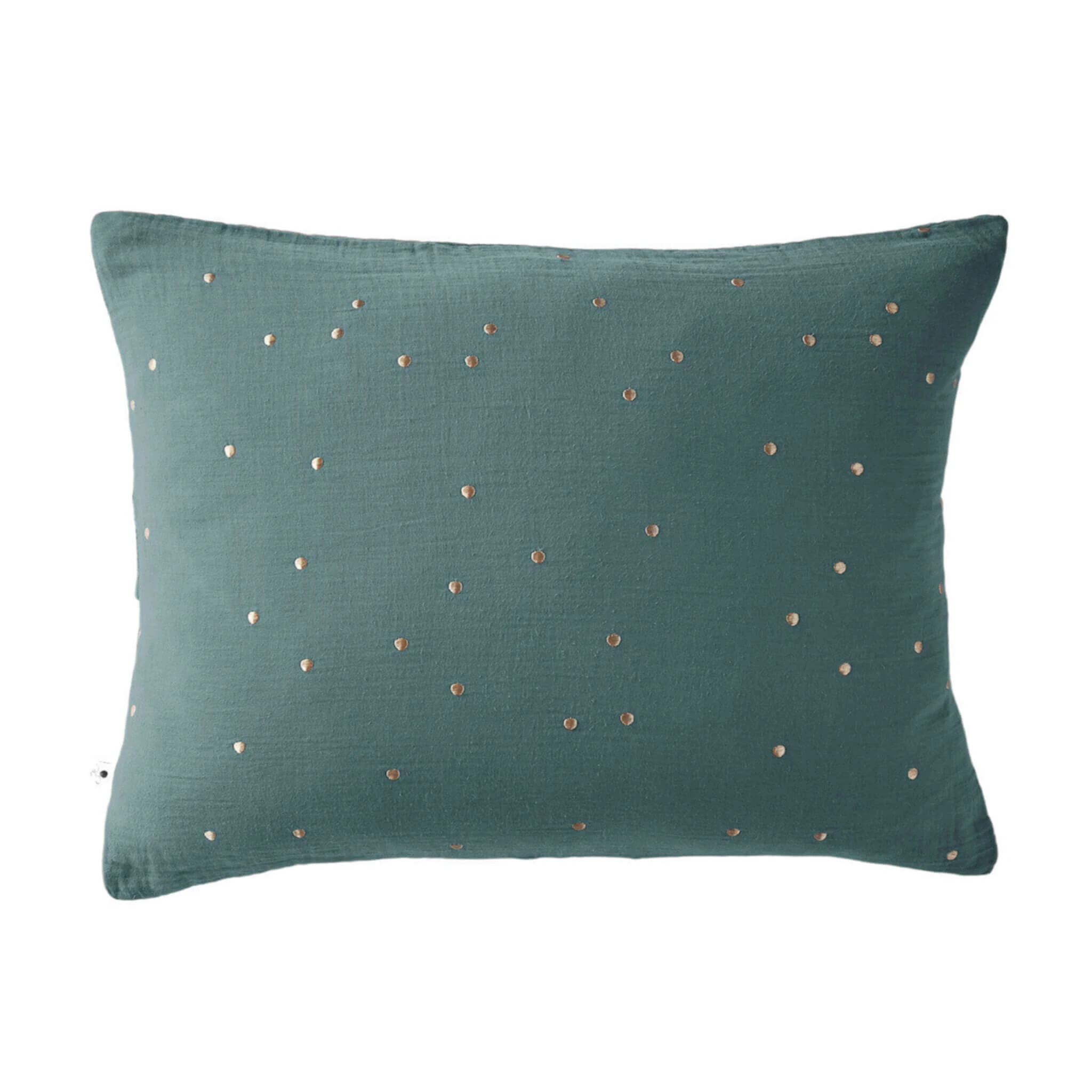 Taie D'oreiller à Pois Brodés Double Gaze De Coton Bleu Canard 4 Taie D'oreiller à Pois Brodés Double Gaze De Coton Bleu Canard – Image 2