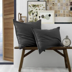 Taie D'oreiller Flanelle Anthracite -Terre de nuit boutique to ambiance anthracite