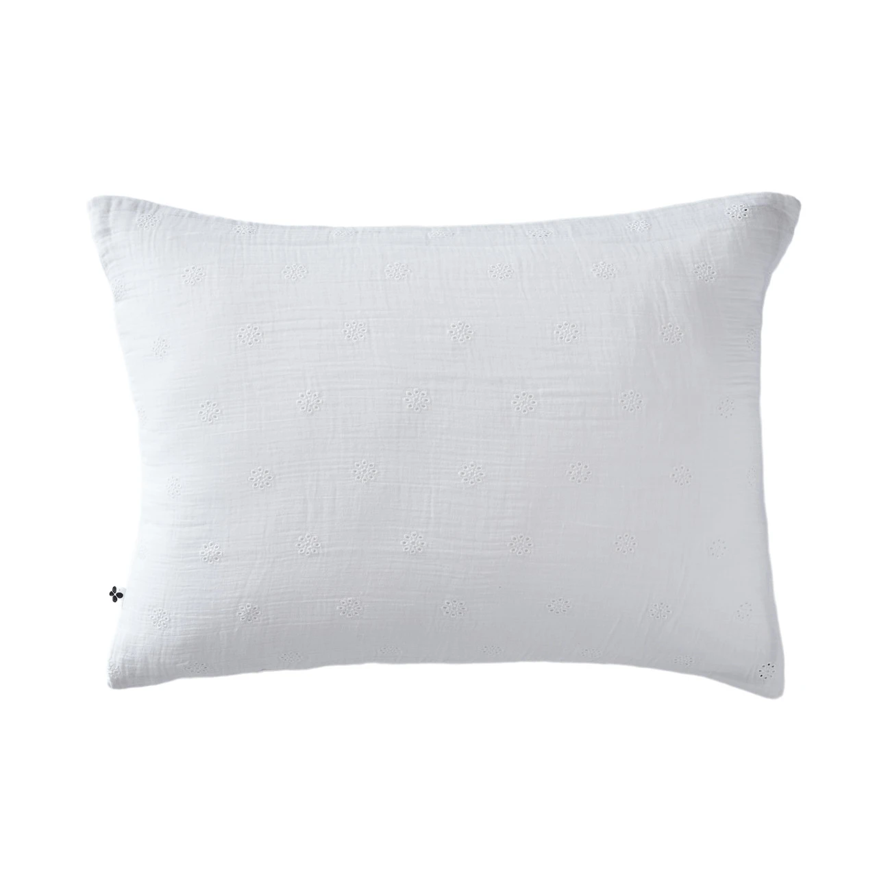 Taie D'oreiller Brodée Double Gaze De Coton Blanc 3 Taie D'oreiller Brodée Double Gaze De Coton Blanc – Image 2