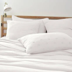 Taie D'oreiller Brodée Double Gaze De Coton Blanc 7 Taie D'oreiller Brodée Double Gaze De Coton Blanc -Terre de nuit boutique to boho blanc ambiance