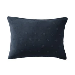 Taie D'oreiller Brodée Double Gaze De Coton Marine 7 Taie D'oreiller Brodée Double Gaze De Coton Marine -Terre de nuit boutique to boho marine