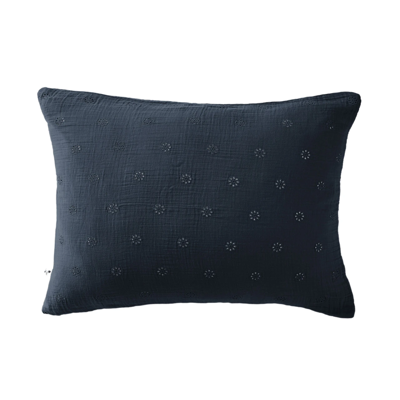 Taie D'oreiller Brodée Double Gaze De Coton Marine 4 Taie D'oreiller Brodée Double Gaze De Coton Marine – Image 2