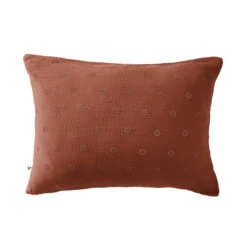 Taie D'oreiller Brodée Double Gaze De Coton Orange Terracotta 7 Taie D'oreiller Brodée Double Gaze De Coton Orange Terracotta -Terre de nuit boutique to boho oranger terra