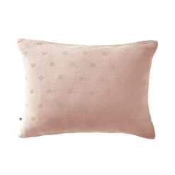 Taie D'oreiller Brodée Double Gaze De Coton Rose 7 Taie D'oreiller Brodée Double Gaze De Coton Rose -Terre de nuit boutique to boho rose