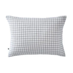 Taie D'oreiller à Carreaux Double Gaze De Coton Blanc 7 Taie D'oreiller à Carreaux Double Gaze De Coton Blanc -Terre de nuit boutique to mix blanc fond blanc 1