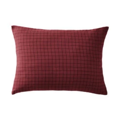 Taie D'oreiller à Carreaux Double Gaze De Coton Bordeaux -Terre de nuit boutique to mix bordeaux fond blanc 1