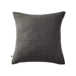 Taie D'oreiller Ă Carreaux Double Gaze De Coton Anthracite