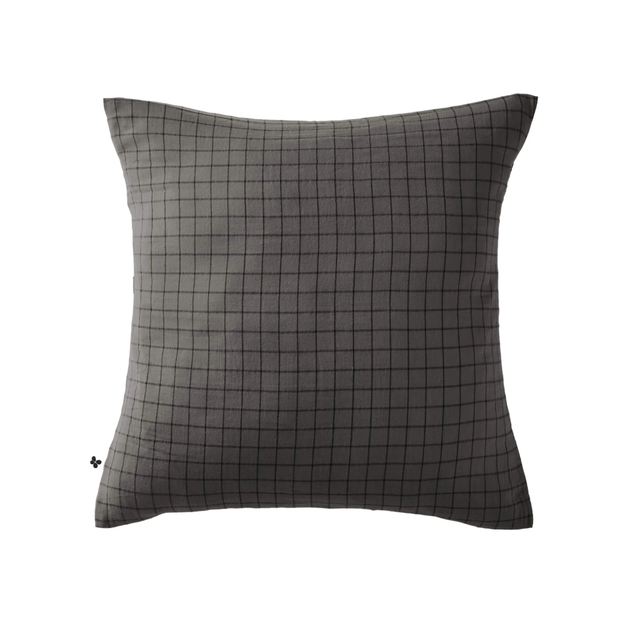 Taie D'oreiller à Carreaux Double Gaze De Coton Anthracite 3 Taie D'oreiller à Carreaux Double Gaze De Coton Anthracite