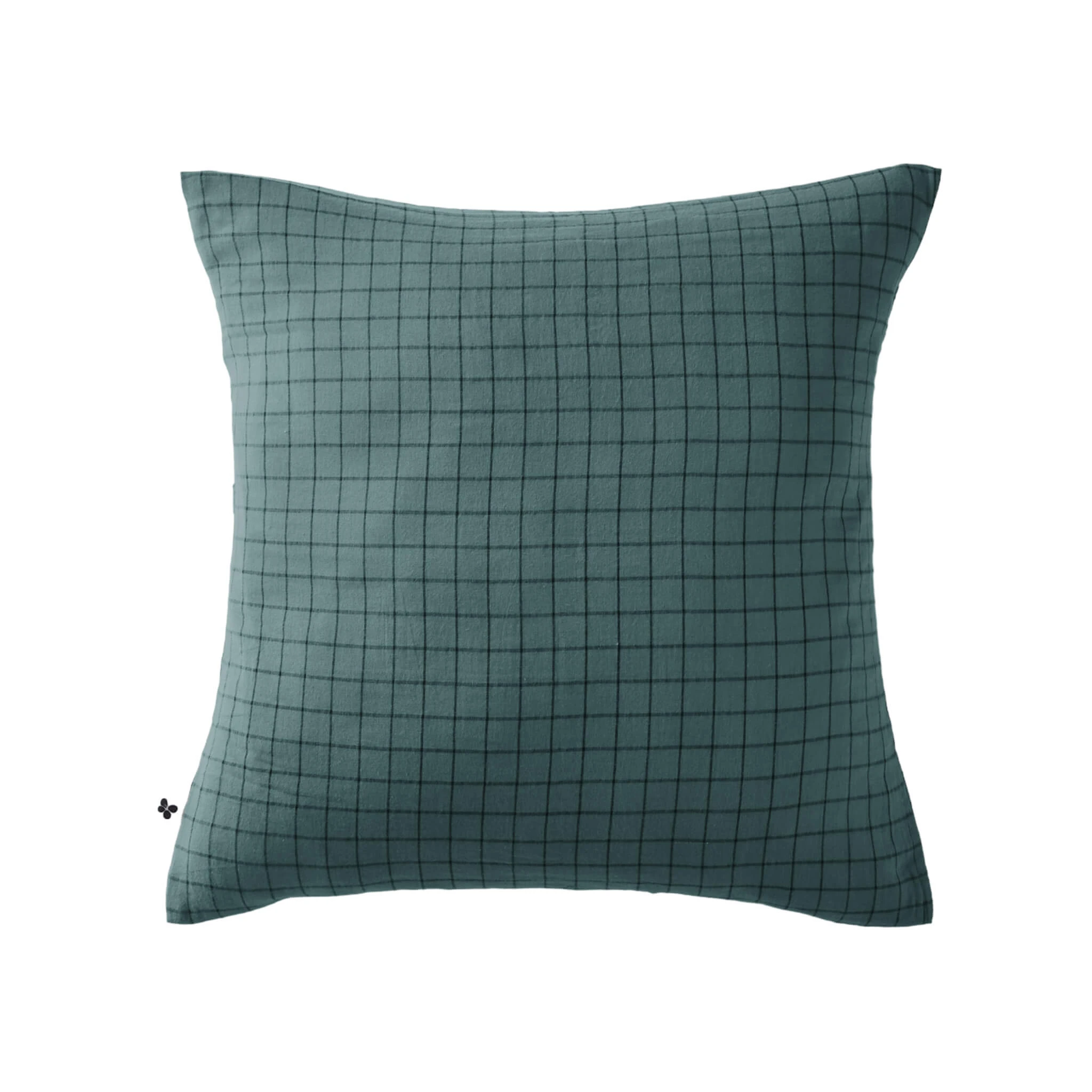 Taie D'oreiller à Carreaux Double Gaze De Coton Bleu Canard 4 Taie D'oreiller à Carreaux Double Gaze De Coton Bleu Canard – Image 2