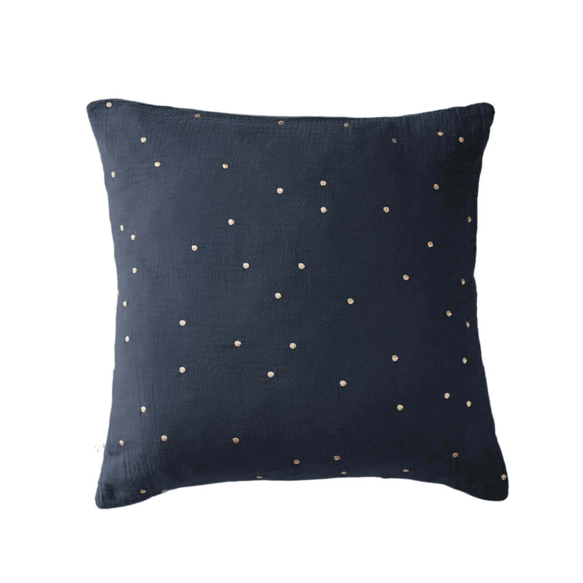 Taie D'oreiller à Pois Brodés Double Gaze De Coton Marine 3 Taie D'oreiller à Pois Brodés Double Gaze De Coton Marine