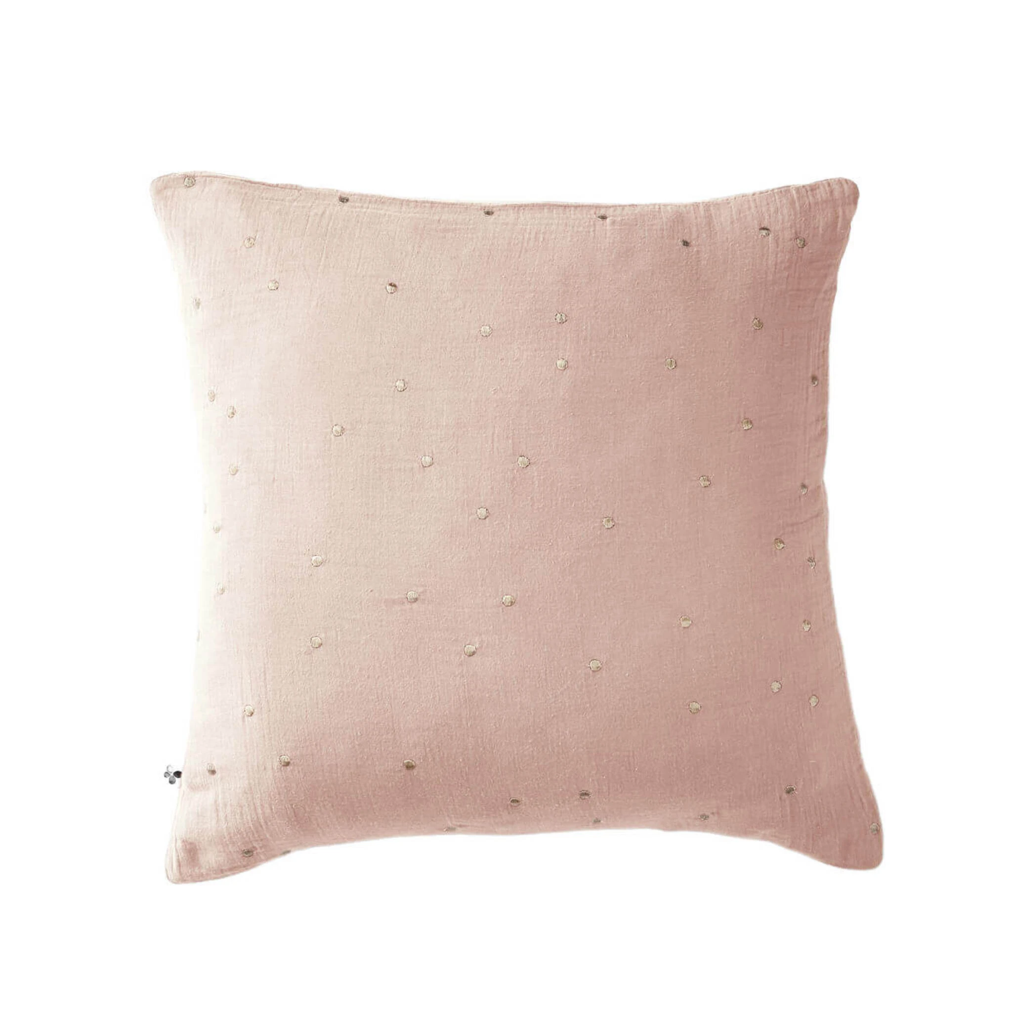 Taie D'oreiller à Pois Brodés Double Gaze De Coton Rose 3 Taie D'oreiller à Pois Brodés Double Gaze De Coton Rose