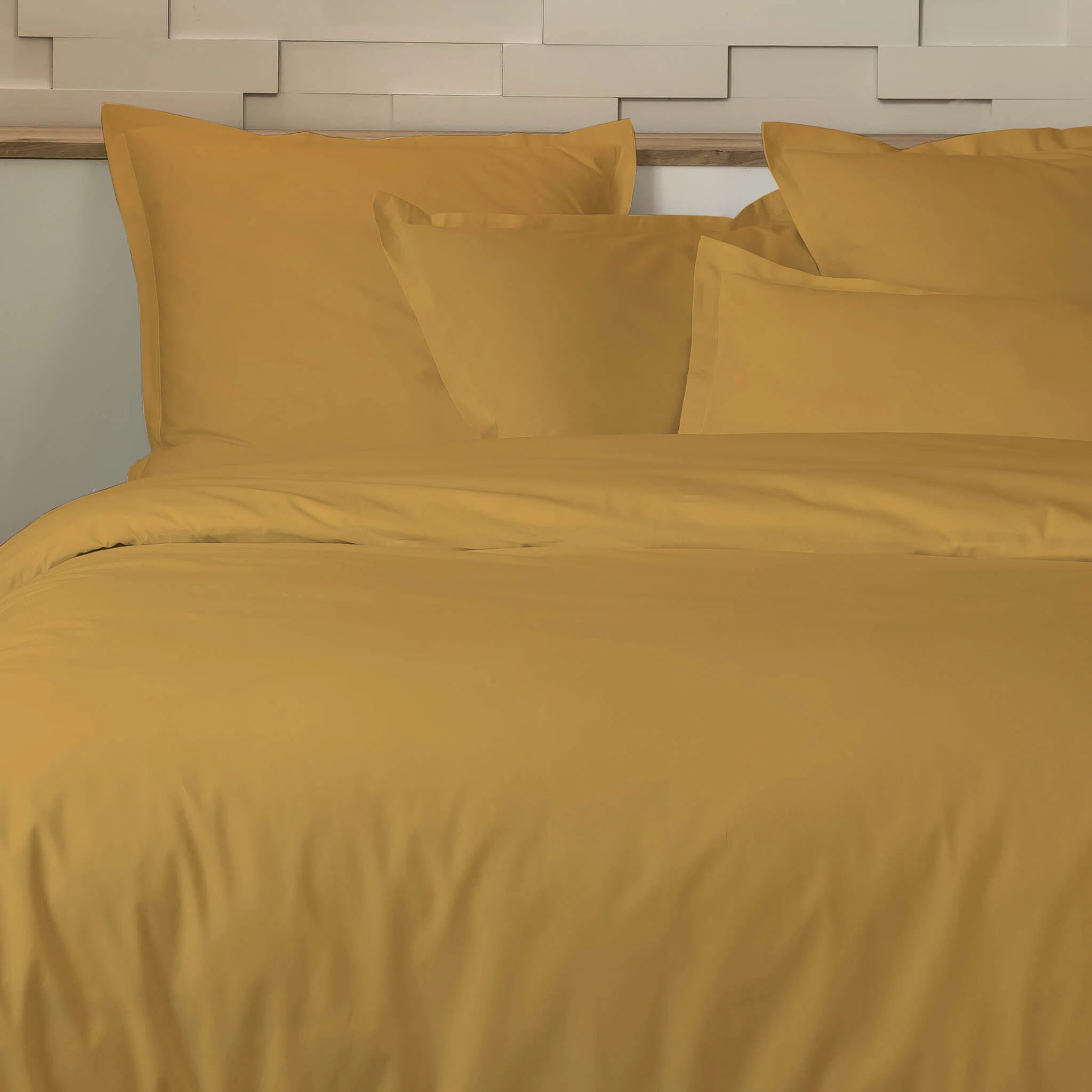 Parure De Lit Percale Unie Moutarde 4 Parure De Lit Percale Unie Moutarde – Image 2