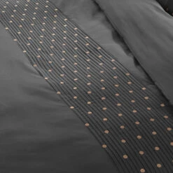 Housse De Couette Brodée Plis Religieuses Anthracite -Terre de nuit boutique zoom agathe anthracite